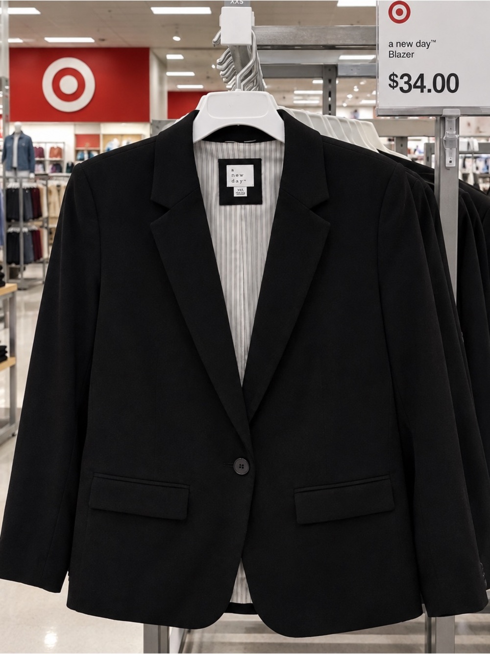 A new day black blazer with white pinstripes 14